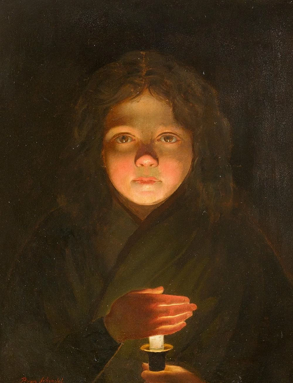 Ritratto di ragazza a lume di candela - attribuito